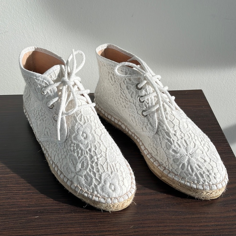 New Ladies lace up white lace Espadrilles Sneakers size 37